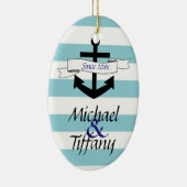 かわいいいかりの航海のなカップルのクリスマスのオーナメント セラミックオーナメント (右)