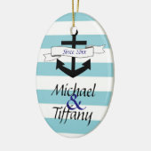 かわいいいかりの航海のなカップルのクリスマスのオーナメント セラミックオーナメント (左)