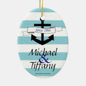 かわいいいかりの航海のなカップルのクリスマスのオーナメント セラミックオーナメント (裏面)