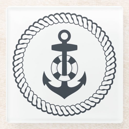 かわいいいかり ガラスコースター (正面)