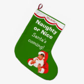 かわいいいけなか素敵なサンタキッズ ラージクリスマスストッキング (正面 (吊り時))