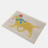 かわいいいけなが素敵なゴールデンレトリーブクリスマス ドアマット (アングル)