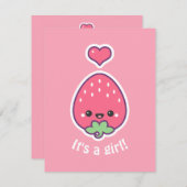 かわいいいちごのベビーシャワー招待状 招待状 (正面/裏面)