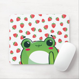 かわいいいちごカエル マウスパッド