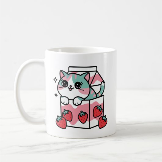かわいいいちごミルク猫 コーヒーマグカップ (左)
