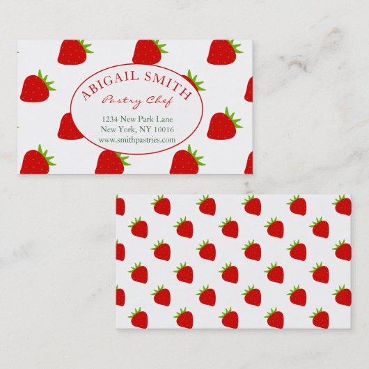 かわいいいちご模様パーソナライズされたの名刺 名刺 (正面/裏面)