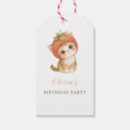 かわいいいちご猫の誕生日 ギフトタグ