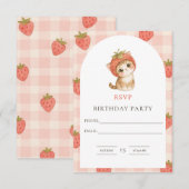 かわいいいちご猫の誕生日 出欠カード (正面/裏面)