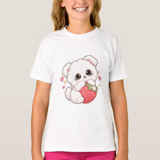 かわいいいぬがイチゴをだっこ Tシャツ