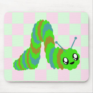 かわいいいもむしモフモフフレンド マウスパッド