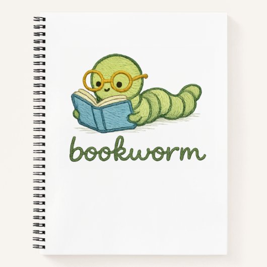 かわいいいも虫の読書本 ノートブック (正面)