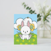 かわいいうさぎとお花 ポストカード (スタンド正面)