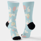 かわいいうさぎのお花柄 ソックス (傾斜あり)
