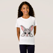 かわいいうさぎのぴょこっと顔デザイン Tシャツ (正面フル)