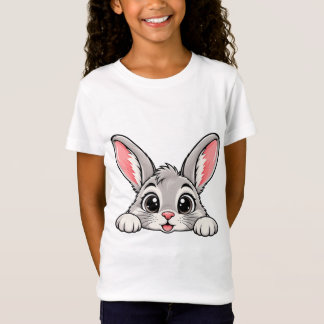 かわいいうさぎのぴょこっと顔デザイン Tシャツ