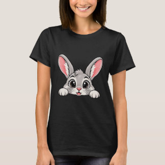 かわいいうさぎのぴょこっと顔 Tシャツ