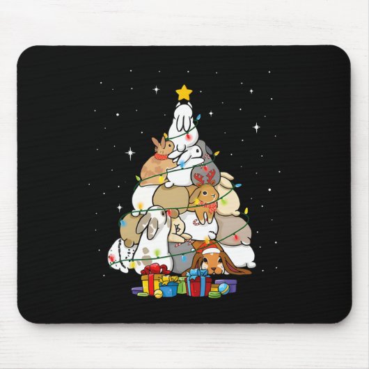 かわいいうさぎのクリスマスツリー1 マウスパッド (正面)