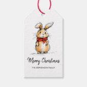 かわいいうさぎのスケッチ メリークリスマス ギフトタグ (正面)