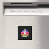かわいいうさぎのスケートボードに乗った虹のスケーター マグネット (インサイチュ (食洗機))