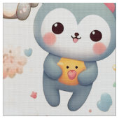 かわいいうさぎのパステル色のファンタジックな保育園の生地プリント ファブリック (クローズアップ)