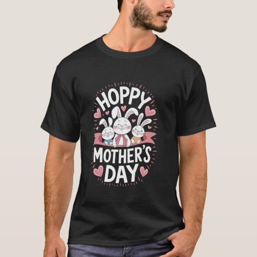 かわいいうさぎのママ 母の日おめでとう Tシャツ (正面)