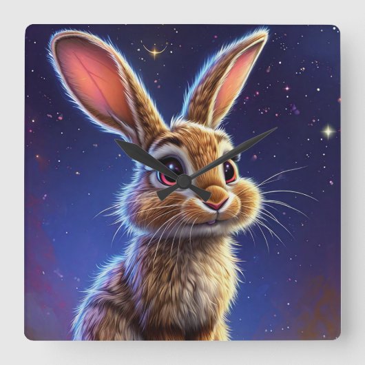 🐰 かわいいうさぎの保育室インテリアギフト ✨ スクエア壁時計 (正面)