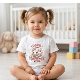 かわいいうさぎの家族 愛がすべてをより良くする  ベビーTシャツ