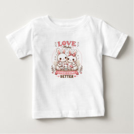 かわいいうさぎの家族 愛がすべてをより良くする  ベビーTシャツ