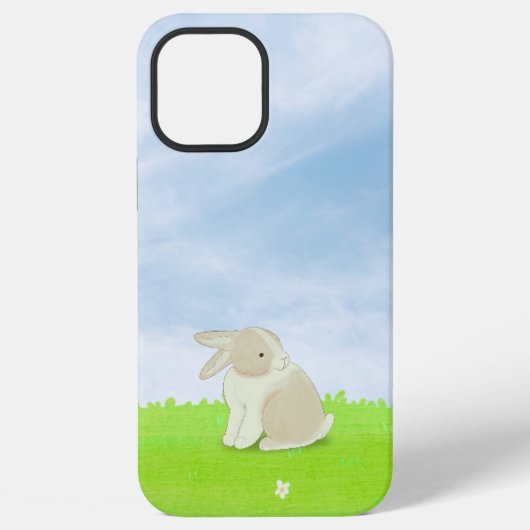 かわいいうさぎの牧場のiPhone12ケース iPhoneケース (裏面)