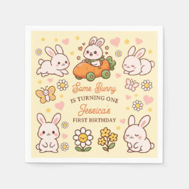 かわいいうさぎの花のイースターキッズの誕生日パーティー スタンダードカクテルナプキン