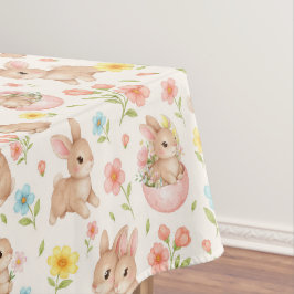 かわいいうさぎの花柄スプリングパターン テーブルクロス