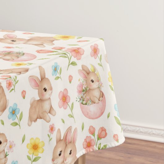 かわいいうさぎの花柄スプリングパターン テーブルクロス (インサイチュ)