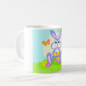 かわいいうさぎの蝶と花 紫色のうさぎ コーヒーマグカップ (正面左)