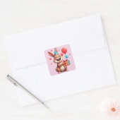 🐇 かわいいうさぎの誕生日お祝いデザイン スクエアシール (封筒)