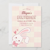 かわいいうさぎの誕生日 招待状 (正面)