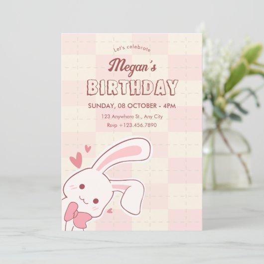 かわいいうさぎの誕生日 招待状 (スタンド正面)