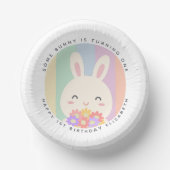 かわいいうさぎの1歳の誕生日 レインボー ペーパーボウル (正面)