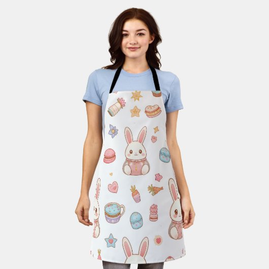 かわいいうさぎカフェ イースター かわいいちびうさぎ  エプロン (着用した状態)
