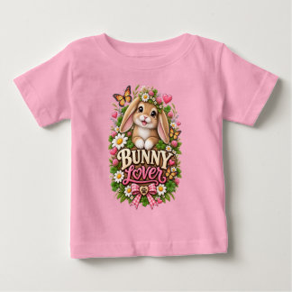 かわいいうさぎ愛好家のためのフラワーコテージガーデンラビット ベビーTシャツ