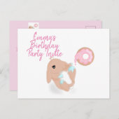 かわいいうさぎ漫画バニー誕生パーティー招待状 ポストカード (正面/裏面)