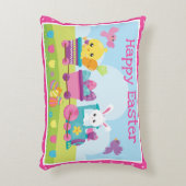 かわいいうさぎ、ひよこ&チョコレートエッグスの復活祭 アクセントクッション (正面(垂直))