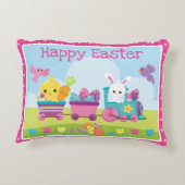 かわいいうさぎ、ひよこ&チョコレートエッグスの復活祭 アクセントクッション (裏面)