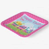 かわいいうさぎ、ひよこ&チョコレートエッグスの復活祭 ペーパープレート (傾斜あり)