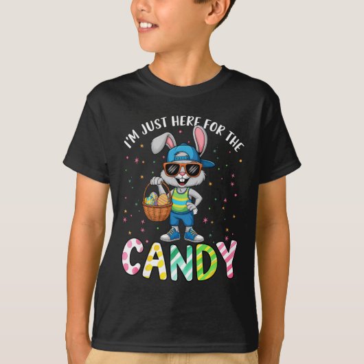 かわいいうさぎ イースターのお菓子だけが楽しみ クレイジーイースター Tシャツ (正面)