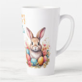 かわいいうさぎ カラフルエッグ 花 イースター カフェラテマグ (右)