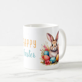 かわいいうさぎ カラフルエッグ 花 イースター コーヒーマグカップ