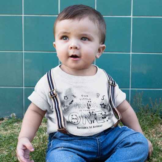 かわいいうちの子パンダ1歳の誕生日 ベビーTシャツ