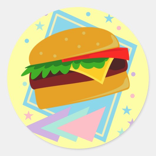 かわいいおいしいバーガー ラウンドシール (正面)