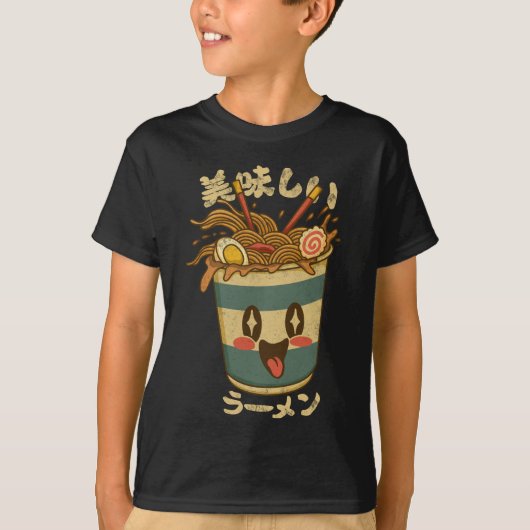 かわいいおいしいラーメン - かわいい日本のカップ麺 Tシャツ (正面)