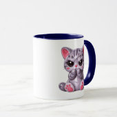 かわいいおこりんぼ仔猫 光沢 猫 マグカップ (正面右)